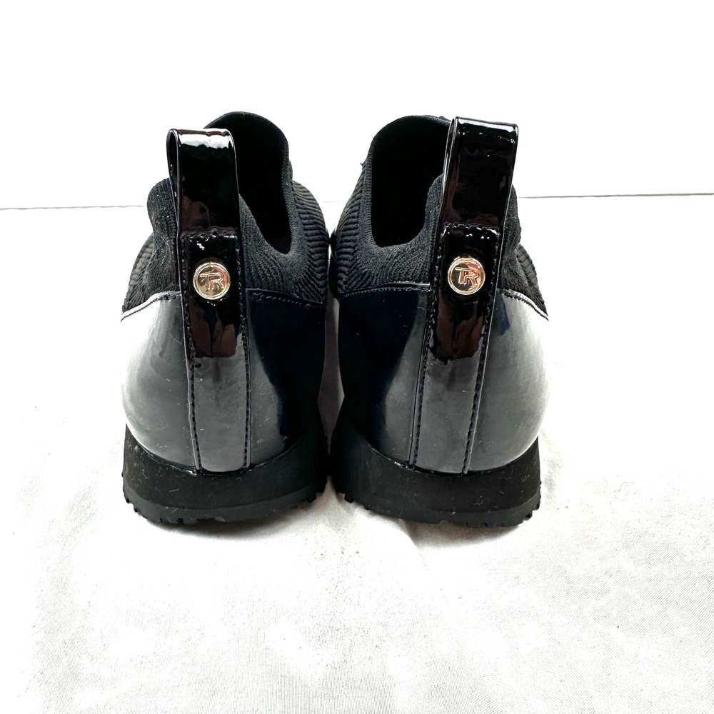 Taryn Rose Cara Knit Rose Embroidered Patent Slip On Sneakers Womens SZ 8 Black - Picture 9 of 16